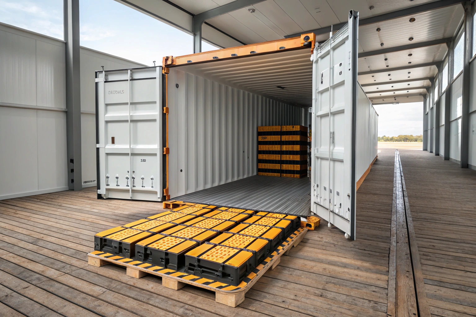 Worker taking photos of loaded container