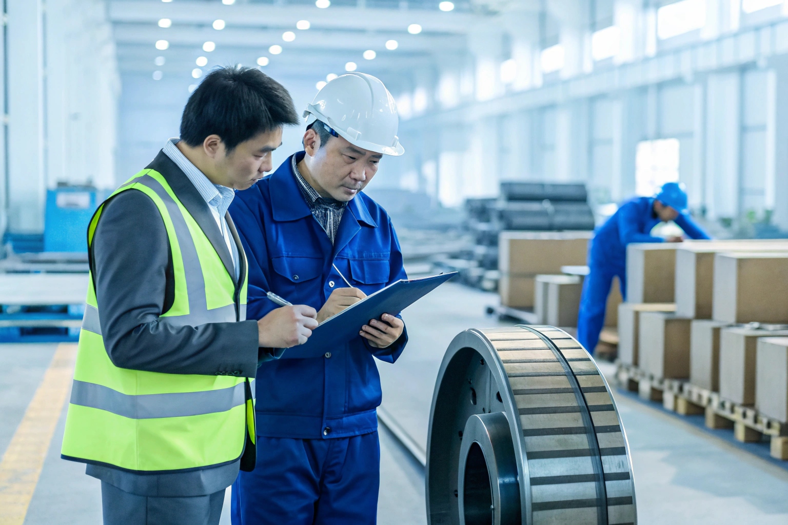 Dingtai staff coordinating with third party inspector