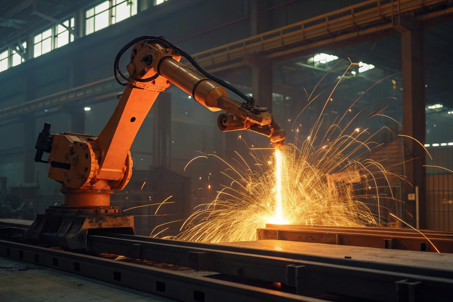 Close up of welding defect analysis on steel track shoes