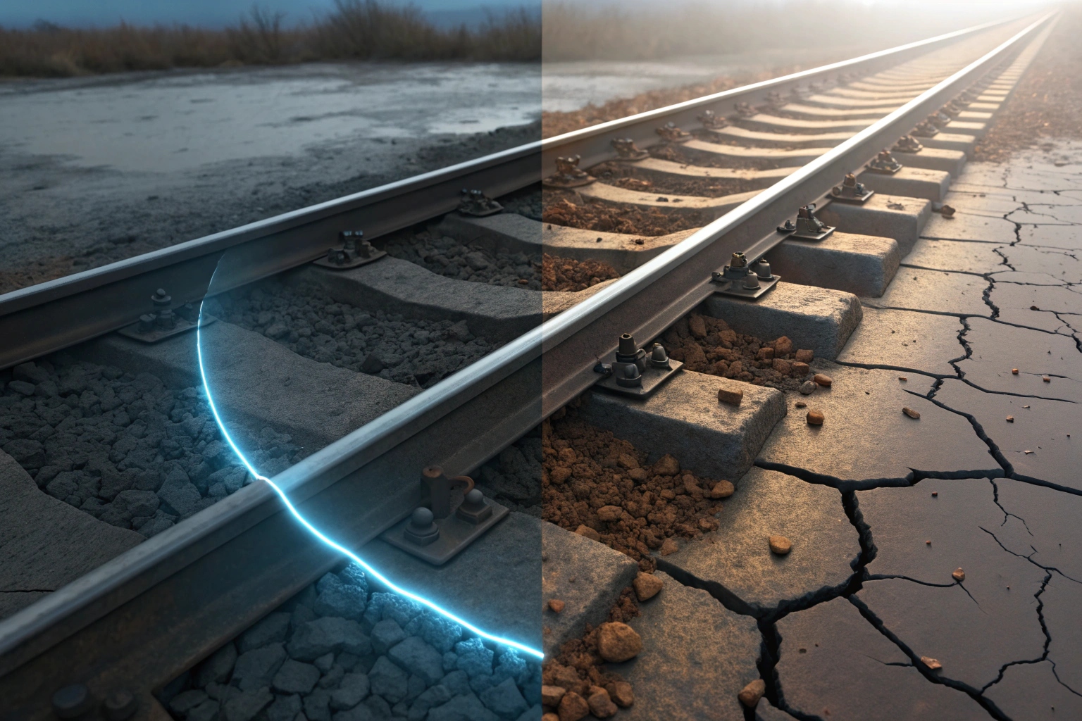 Comparison of a genuine durable track shoe versus a broken counterfeit part