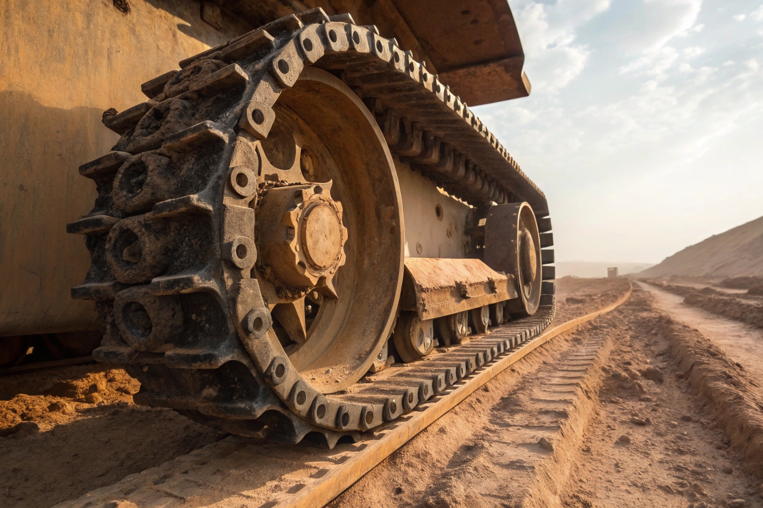 Worn track shoe with bent plate