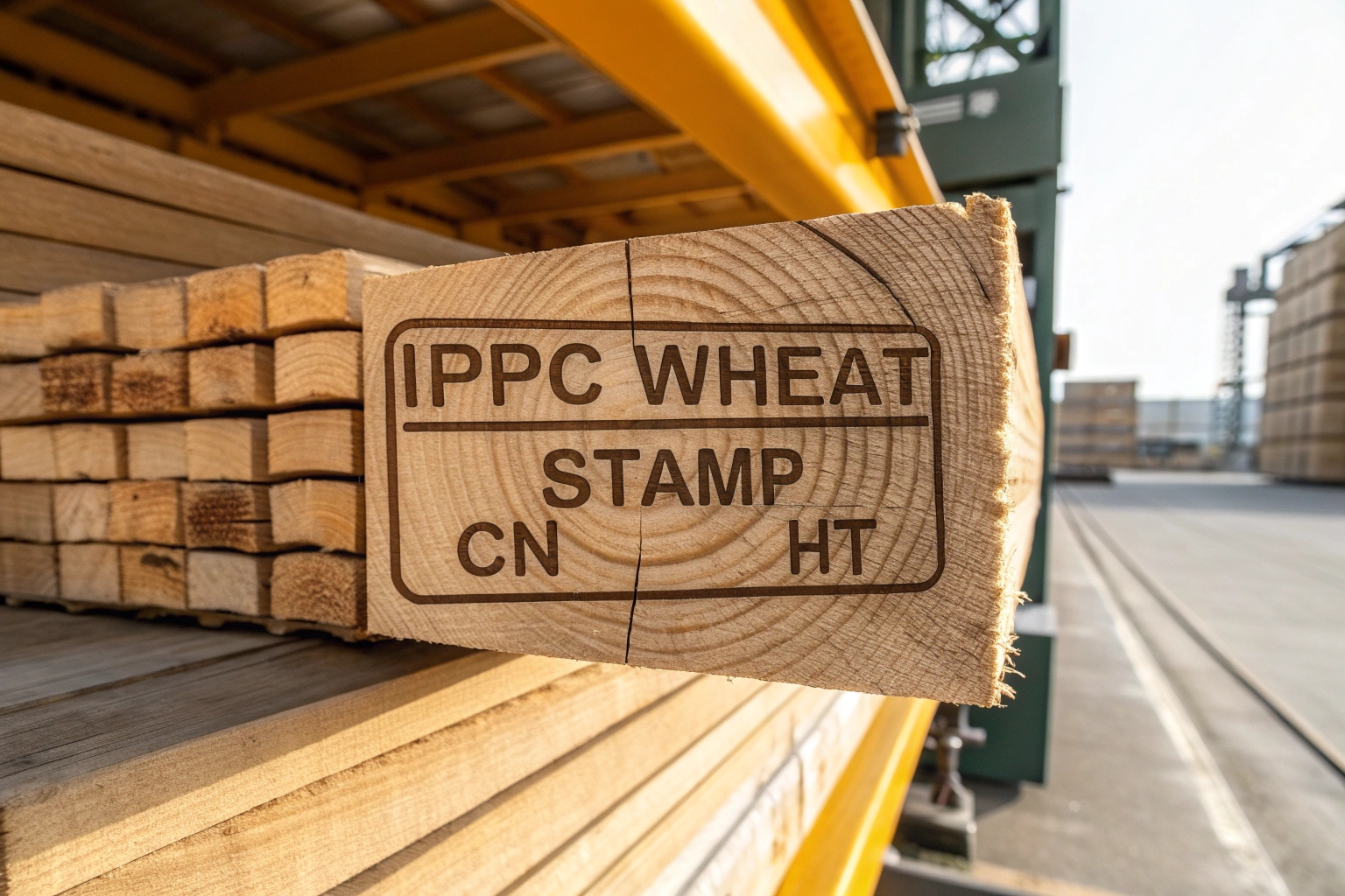 ISPM-15 certified stamp on wooden pallet