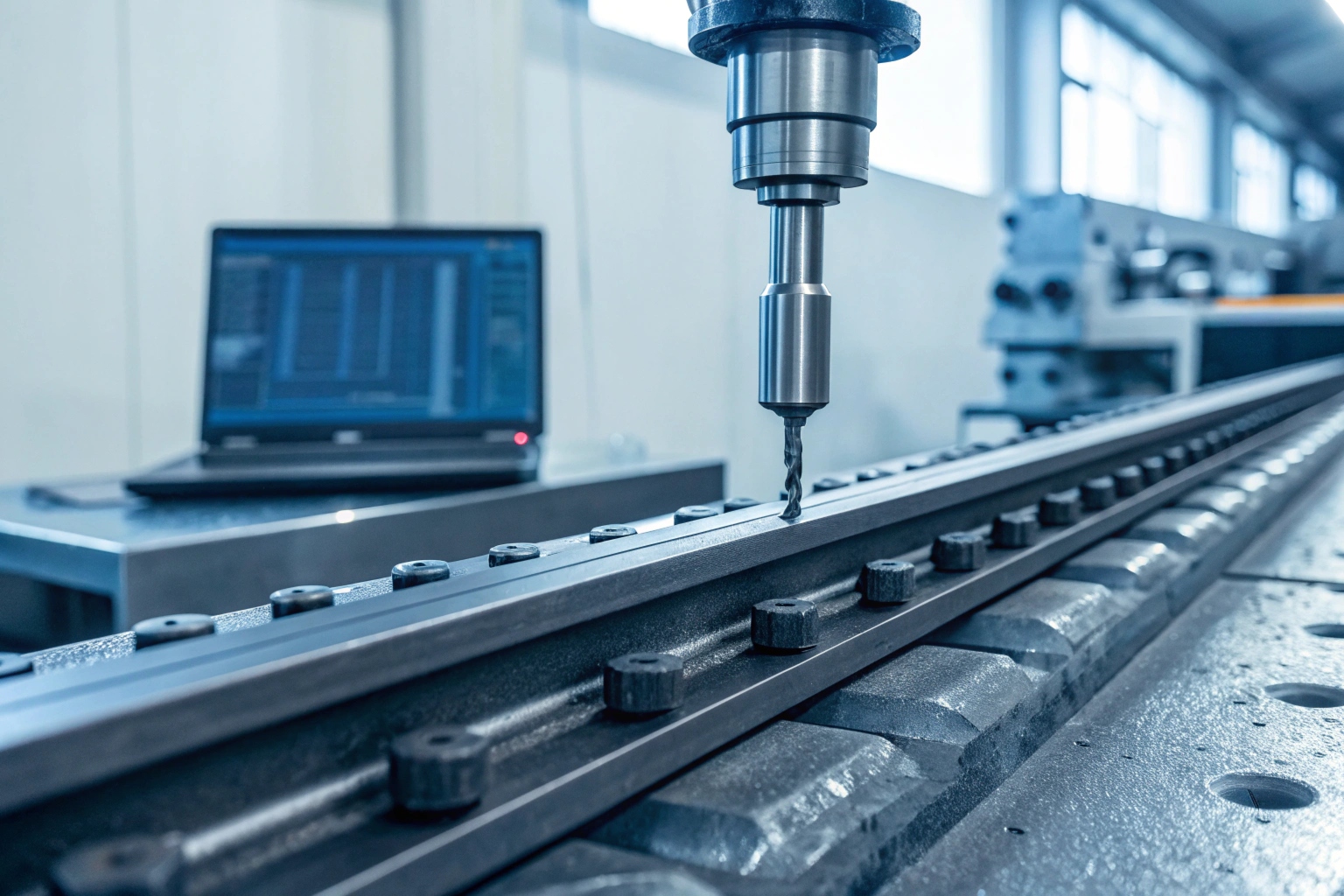 Engineer analyzing bulldozer track shoe blueprints