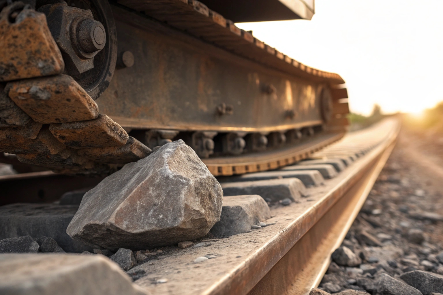 Close up of uneven wear on track links