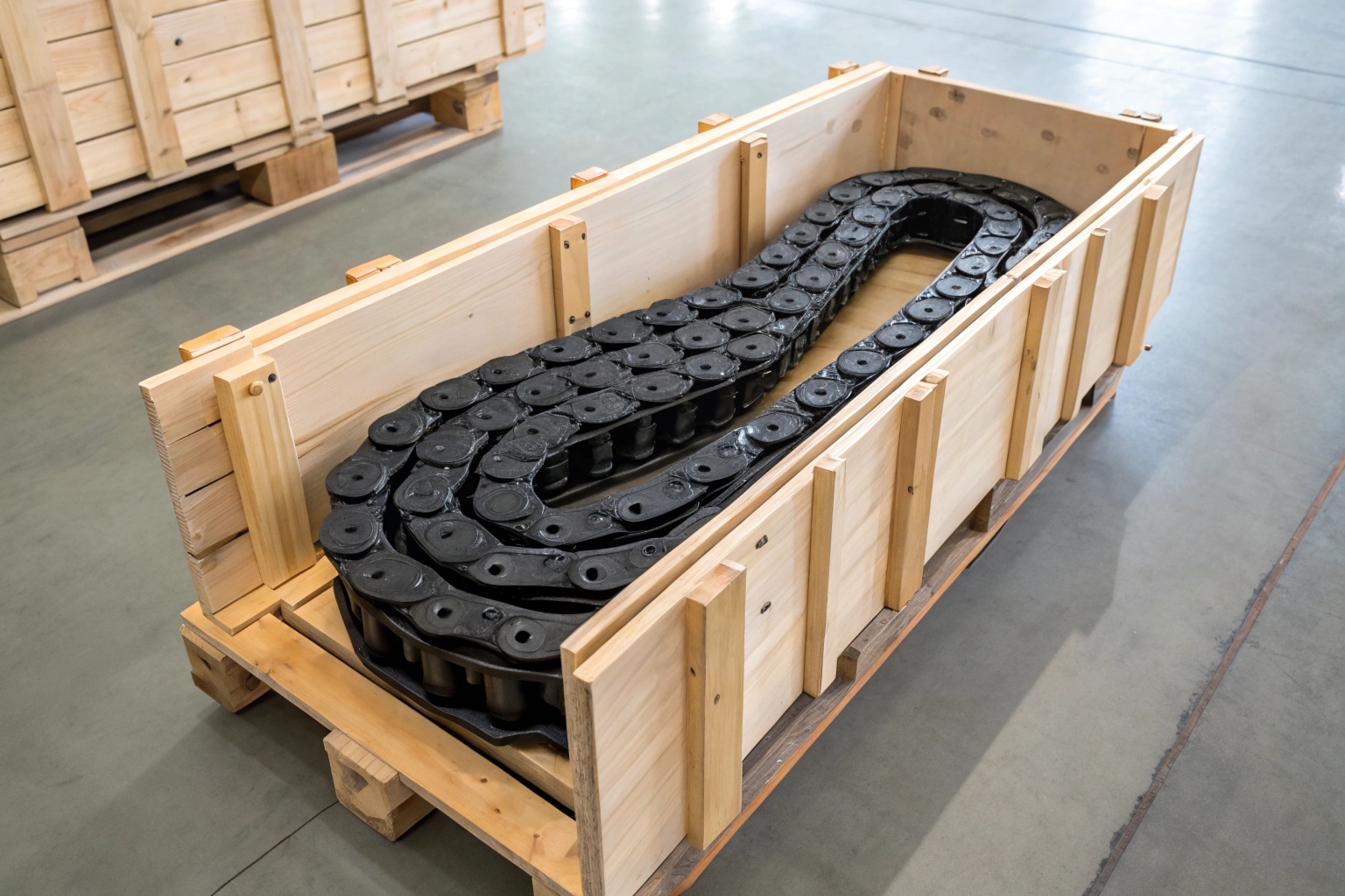 Shipment of track groups with marked bolts ready for export