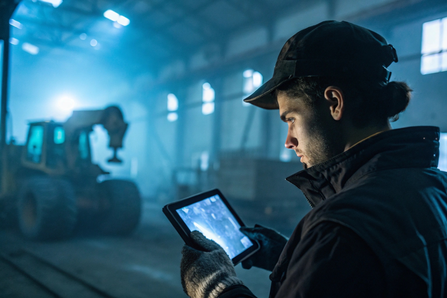 Technician watching installation video on tablet